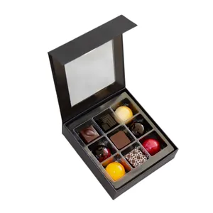 Caja de chocolate con cierre magnético rojo papel rígido embalaje regalo trufa lujo logotipo personalizado fabricante ecológico