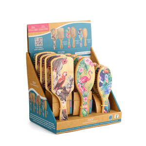 Ionic sinh thái thân thiện tre gỗ Fluffy tóc làm mịn lược thiết lập in mô hình massage đệm không khí 12 miếng nhà hiển thị hộp - Product Image 1