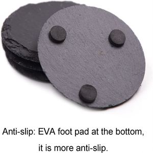 4 Inch Classic <b>Square</b> <b>Black</b> Slate Coasters Anti-Scratch Bottom Drink Cup Coaster for <b>Coffee</b> <b>Table</b> Home Kitchen Gifts - Product Image 2