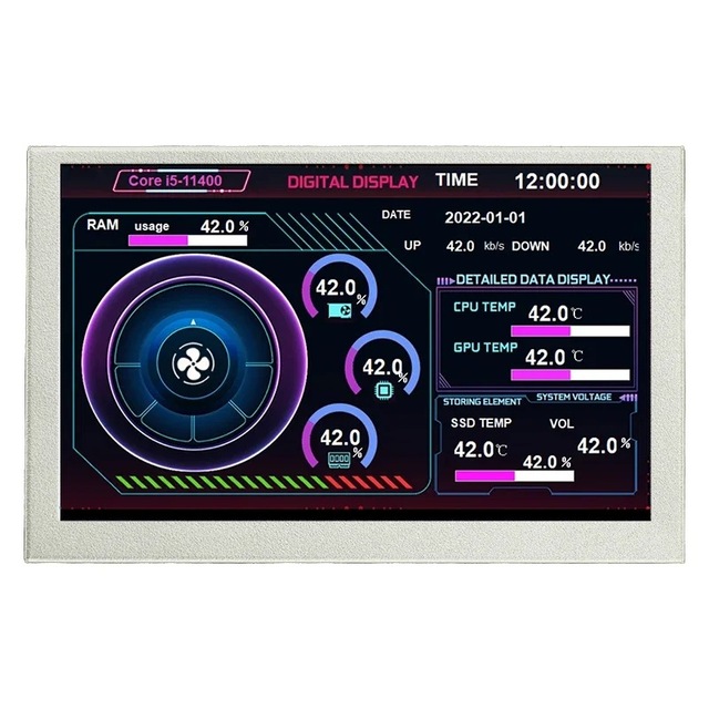 5-inch USB-C Secondary Display Chassis IPS Computer Case Secondary Screen GPU Temperature Monitoring Customizable Themes