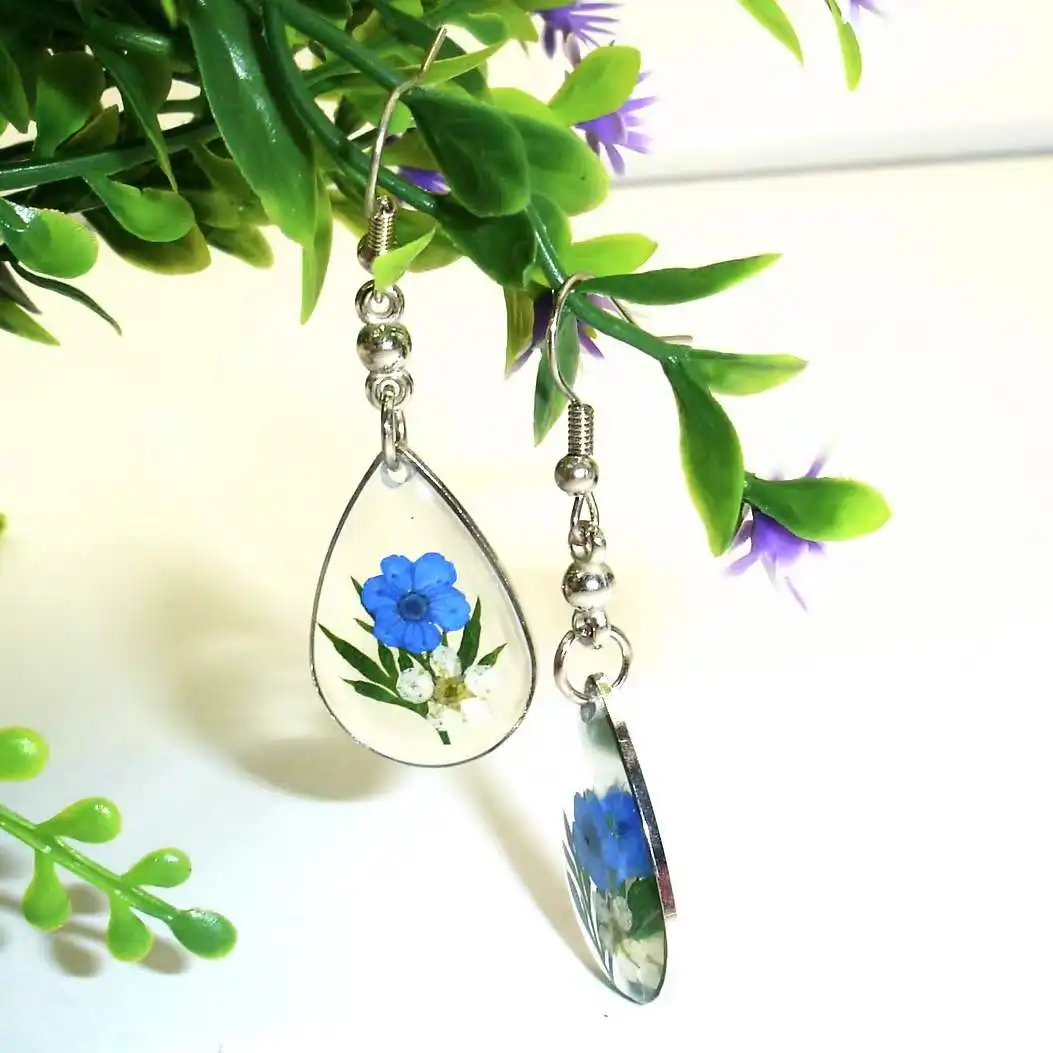 Fashion pressed flower jewelry for women acrylic resin jewelry dried flower earring