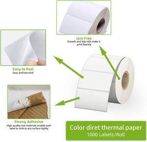 Cao tái sử dụng 2.25 "x 1.25" trắng trực tiếp nhãn nhiệt Rollo <span class=keywords><strong>Zebra</strong></span> máy in nhãn nhiệt tương thích 1000 nhãn mỗi cuộn - Product Image 2
