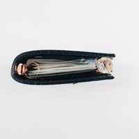 Portefeuille de luxe en or rose à 6 bagues en cuir végétalien croco noir a6a7 avec enveloppes pour espèces