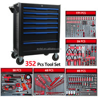 Chariot à outils à 7 tiroirs avec kit d'outils de réparation automobile de 352 pièces, roulettes robustes de 5 pouces pour atelier automobile, magasin 4S et garage à domicile