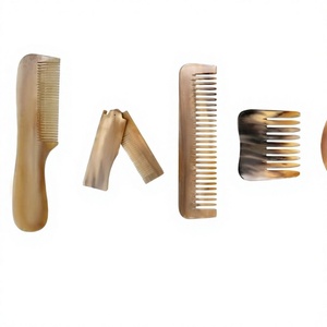 Ensemble de peignes en corne de buffle polie faits à la main, brosse à cheveux marron naturel, durable et écologique - Product Image 1