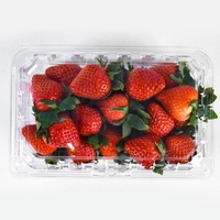 Conteneur alimentaire en plastique PET personnalisé de 500 g, boîte à fruits frais, fraises, bleuets, cerises, tomates, boîte à clapet