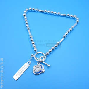 Custom Round Beaded <b>Bracelet</b> With <b>Metal</b> Letter Pendant Bright Silver Zinc Alloy Jewelry Gift For Women - Product Image 1