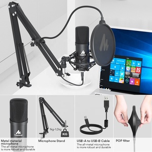 MAONO Bộ Micro Điện Dung Điện Dung Máy Tính Có Màn Hình Podcast Tai Nghe Để Chơi Game Podcast Micro USB Studio Hoàn Toàn Bằng Kim Loại - Product Image 4