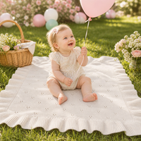 Couverture pour bébé Pinuotu pour nouveau-nés, couverture en coton pur tricotée, couverture douce en peluche pour bébé, couverture en coton pour bébé, couverture d'emmaillotage pour bébé