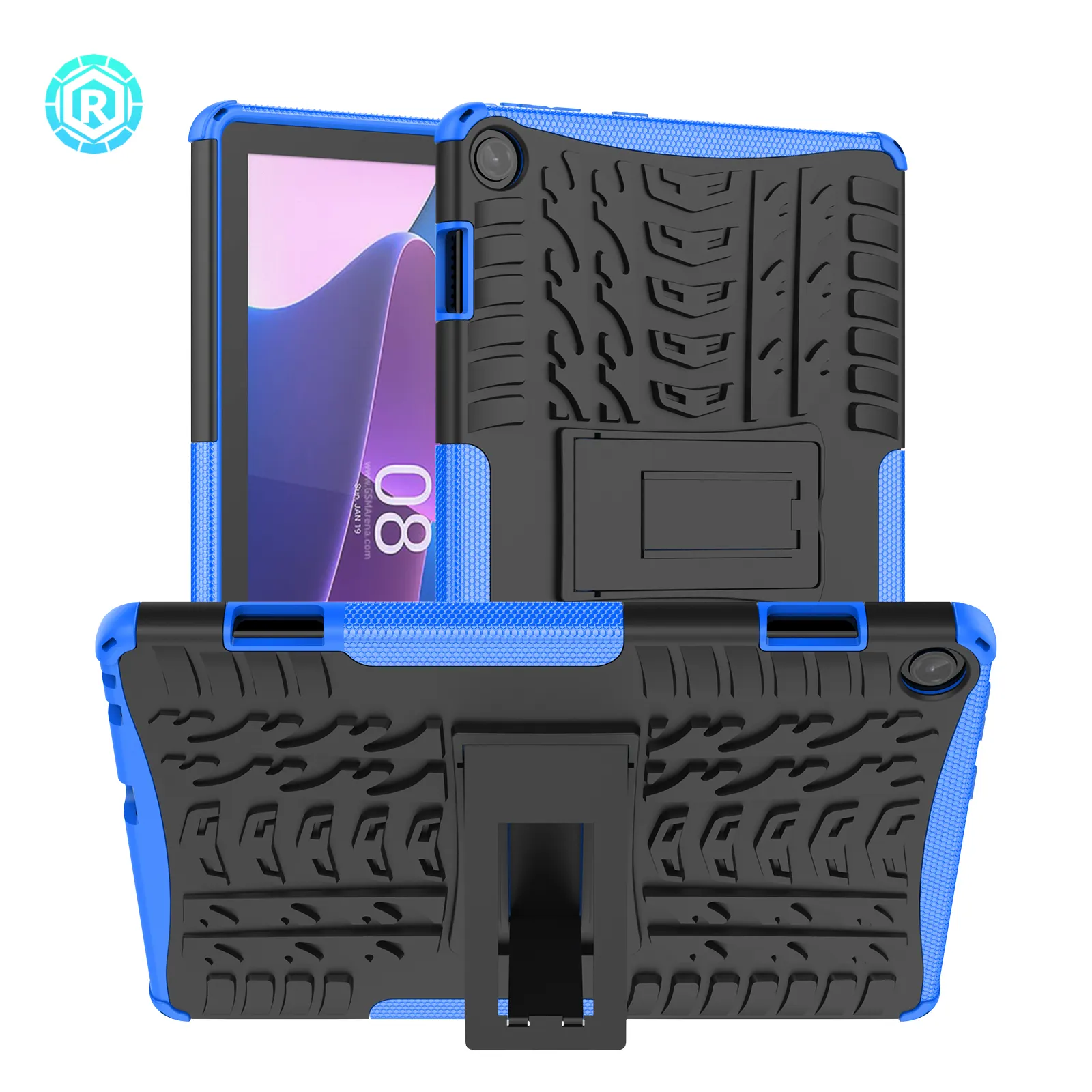 Shockproof Cover with Kickstand For Lenovo Tab M10 Gen3 TB 328FU 328XU Tire Texture Anti-Slip Case Drop Protection Hybrid PC TPU