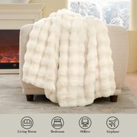 Plaid en fausse fourrure de lapin de luxe, ultra doux, moelleux, confortable et chaud pour canapé, lit ou fauteuil.