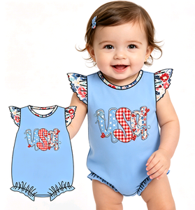 Custom Summer 4th of July USA Print 95% Cotton 5% Spandex <b>Kids</b> Clothes Baby <b>Bubble</b> Romper Newborn Clothes - Product Image 2