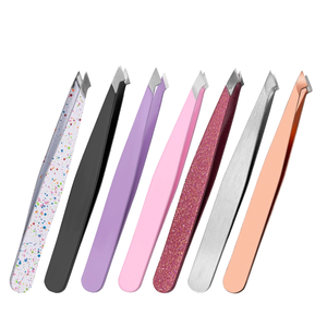 Straight Angled Stainless Steel Eyebrow Tweezers 96mm Hair Removal Clip Beauty Tool for Brow Grooming - Product Image 2