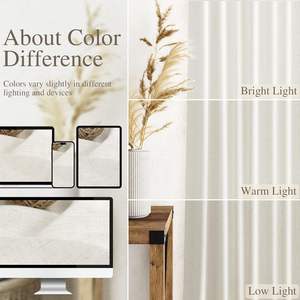 Neutrale moderne Bauernhaus Creme Leinen Polyester Vorhänge 2 Panel Set Back Tab Pinch Plissee Design Semi Sheer Fenster Privatsphäre - Product Image 4