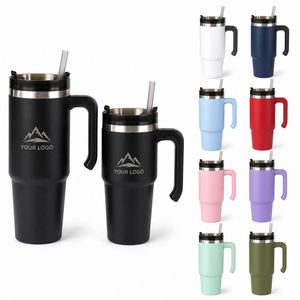 Custom logo 20oz 30oz Business Gifts <b>Travel</b> Sports <b>Mug</b> <b>Thermos</b> Double Wall Insulated Stainless Steel Grippy Tumbler With Handle - Product Image 1