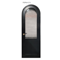 Porte extérieure à battant en aluminium et verre, design moderne de style français classique, taille et couleur personnalisées, dessus arqué, garantie 5 ans