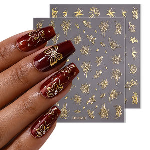 Calcomanías de Uñas 3D con Relieve de Mariposa en Dorado, para Arte de Uñas, Seguras, Ecológicas y Duraderas, para Salón o Diseño Personal de Uñas - Product Image 1