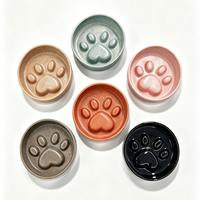 HomyPawz Bol pour chat et chien en céramique moderne avec empreinte de patte 3D, antidérapant, de luxe, compatible lave-vaisselle, bol à alimentation lente en céramique