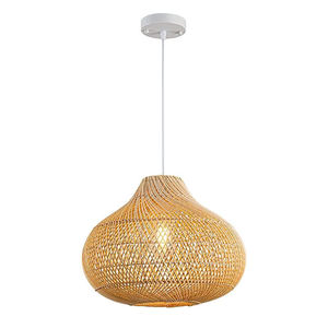 Suspension en rotin naturel faite à la main de 16,5 pouces, design de panier suspendu au plafond tissé à la main avec <span class=keywords><strong>hauteur</strong></span> réglable, base d'ampoule E26 - Product Image 1