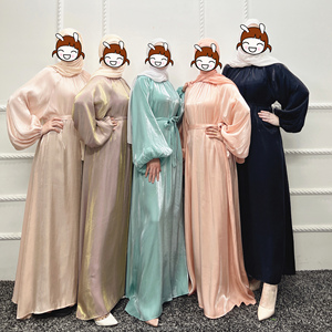 Modern Women's Long Satin <strong>Kaftan</strong> Gown New Design Shiny Silk Maxi Abaya Dress with Belts Soft Sets for Party Evening <strong>Summer</strong> - Product Image 2