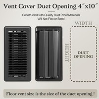 PATIKIL 10x2 pouces, 2 pièces, grille de ventilation de sol moderne en acier galvanisé robuste, couvercle de ventilation réglable à fixation murale, pour la maison