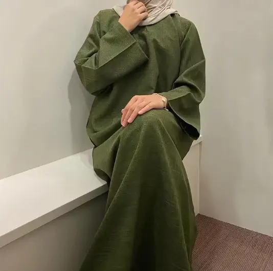 2024 donna Abaya abaya Chiuso in lino Abita Abita Abaya Abbigliamento islamico modesto Dubai abaya per le donne