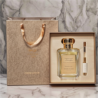 Parfum Flacon Design personnalisé papier doré Ensemble de luxe personnalisé Emballage Boîte cadeau et sac pour parfum