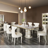 Ensemble table et chaises de salle à manger, finition brillante, élégant, luxueux, pour la maison, grand format, buffet avec miroir