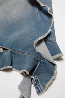 Mode Vintage dégradé licou plié col carré dos nu bretelles Patchwork ourlet irrégulier à volants Denim robes pour femmes