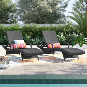 Dwoo alta calidad gris ocio Patio piscina sillas modernas duraderas PE mimbre <span class=keywords><strong>tumbonas</strong></span> de jardín - Product Image 1