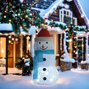 24" USB 8-function Timer Remote Control 33pcs LED Lights Pilling Cloth Snowman