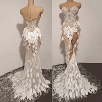 Novance Y5483 Grossistes en ligne Robe de soirée longue blanche brillante en strass, maille à paillettes, tenue sexy transparente pour femmes, boîte de nuit