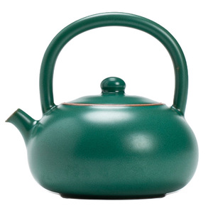 Ceramic Teapot Dark Green Round With Lid Kung Fu <b>Tea</b> Set Household Brewing <b>Pot</b> Afternoon <b>Tea</b> Use - Product Image 3