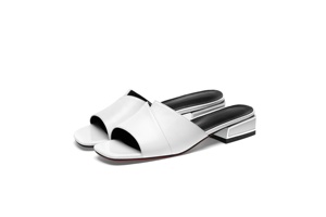 <span class=keywords><strong>Sandali</strong></span> scorrevoli in pelle Open-Toe in stile moderno con ciabatte metalliche con tacco Block - Product Image 3