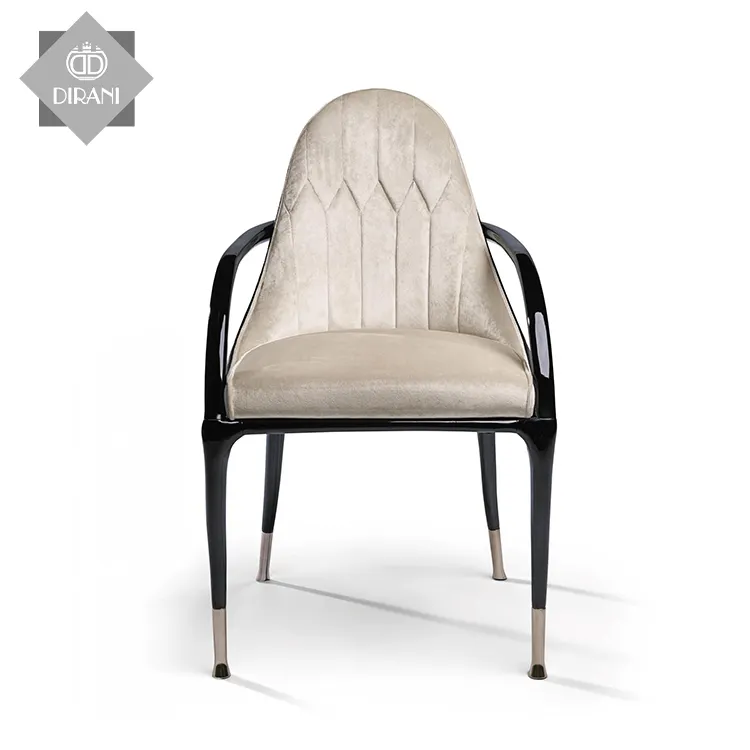 Set di mobili per sala da pranzo di lusso moderno progettato sedia da pranzo in tessuto cachi con schienale confortevole