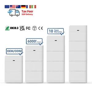 10kw Lifepo4可堆叠电池组锂电源，用于家庭离网太阳能系统，带混合电网连接