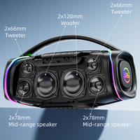 Enceinte portable SODLK S1621 320W avec 2 microphones sans fil, éclairage RGB, enceinte de fête TWS pour extérieur, prend en charge USB/AUX/carte TF