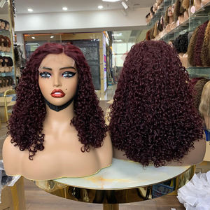 Perruque en dentelle 5x5 à boucles Pixie, cheveux humains bruts, double épaisseur, 14 pouces, 5 couleurs en stock, 230 grammes, meilleure vente en gros - Product Image 3