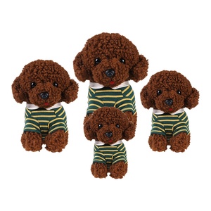 Üretici toptan yumuşak peluş hayvanlar açık kahverengi oturan köpek eşarp ile doldurulmuş bebek oyuncak - Product Image 4