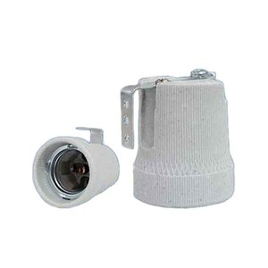 Base de Lámpara de Cerámica de Porcelana E27 de 2 Piezas, Voltaje de 250v con Tornillos de Cable y Gancho de Hierro para Obras de Construcción - Product Image 1