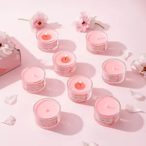 Vela perfumada confessional rosa por vidro, caixa de presente romântica para o Dia dos Namorados, 6 peças