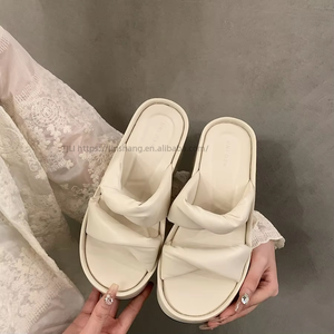 Silver Wedge High-grade Slippers Women's Summer Wear High-rise Thick Bottom <b>Small</b> Non-slip Beach - Product Image 3
