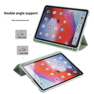 <b>Tablet</b> Cover Case With Pencil <b>Holder</b> for iPad 12.9 Pro11 Air3 10.2 Air5 10.9 Three Fold Skin Sensitive Pen Slot Protective Cover - Product Image 3