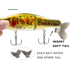 Señuelos de Pesca que se hunden, cebo <span class=keywords><strong>Glide</strong></span> de cuerpo duro con colas suaves, Shad, con anzuelo triple, Swimbait, 6,5/2,2 oz - Product Image 2