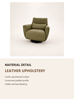 Fauteuil pivotant moderne en cuir rembourré, fauteuil de salon individuel pour coin lecture, personnalisable
