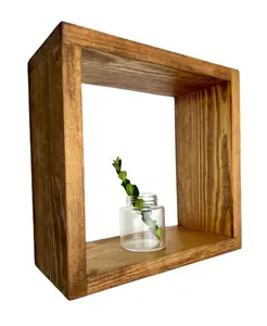 フローティングキューブ棚植物用広く使用されている木製棚吊り下げ植物ディスプレイ植物装飾木製ディスプレイ棚