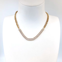 Nouvelle Collection 2026 : Collier Unisexe Plaqué Or Rhodié avec Chaîne Cubaine Vintage et Strass en Cristal Diamanté