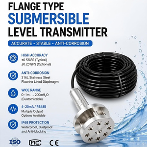 Capteur de niveau d'eau submersible IP68 pour eaux usées, anti-colmatage, en acier inoxydable 316L, sortie 4-20mA, haute précision - Product Image 6