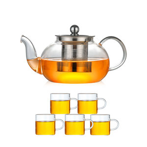 Hot Bán Thủy Tinh Borosilicate Cup Set Với Có Thể Tháo Rời Thép Không Gỉ Lọc Cho Trà Nóng Ấm Đun Nước Cà Phê Bộ Trà Thủy Tinh Bình Trà - Product Image 1