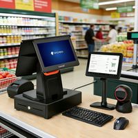 LIVERDOL Terminal POS All-in-One Layar Sentuh Pelanggan IPS Panel dengan Stand Lantai/Pemasangan Vesa untuk Ritel Restoran